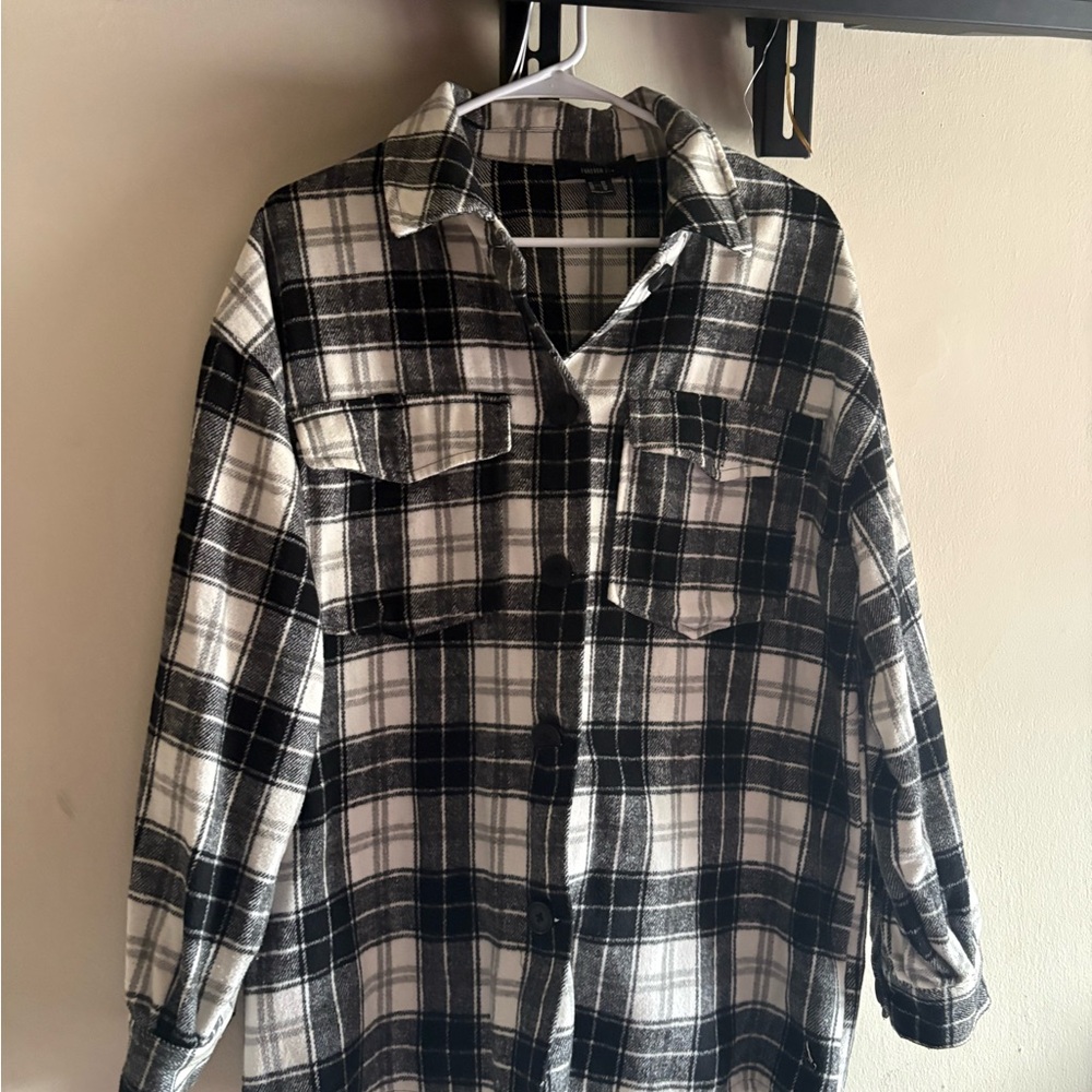 Forever 21 Black & White Plaid Shacket